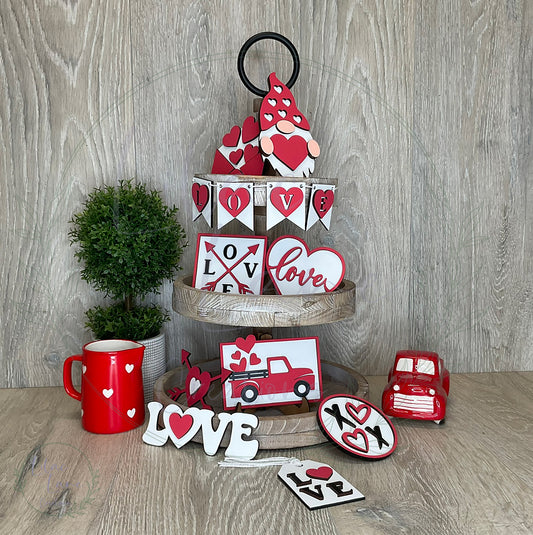 Gnome Valentine Tiered Tray Decor